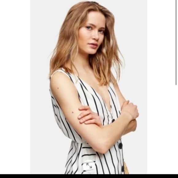Topshop Stripe Button Front Pinafore Midi Dress
Size 6 - Picture 4 of 12